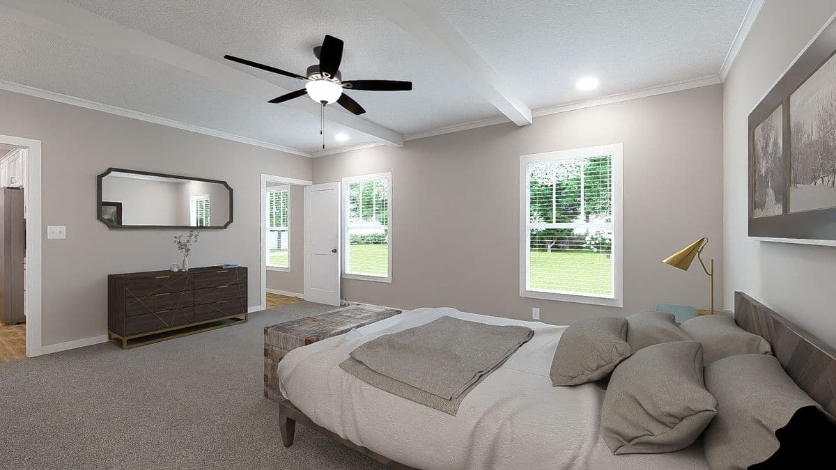 The hexagon bedroom home features