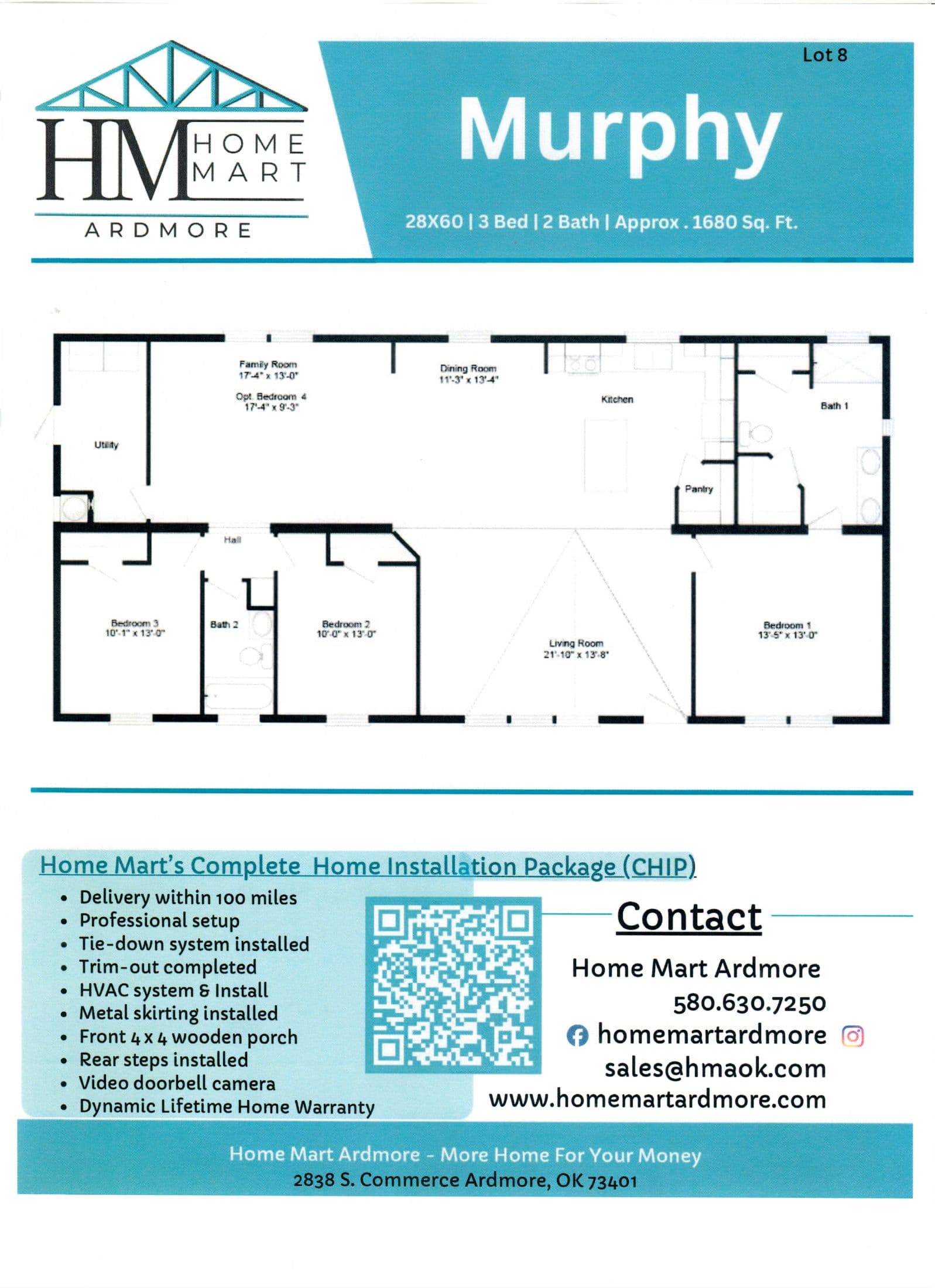 The murphy lot #8 floor plan home features
