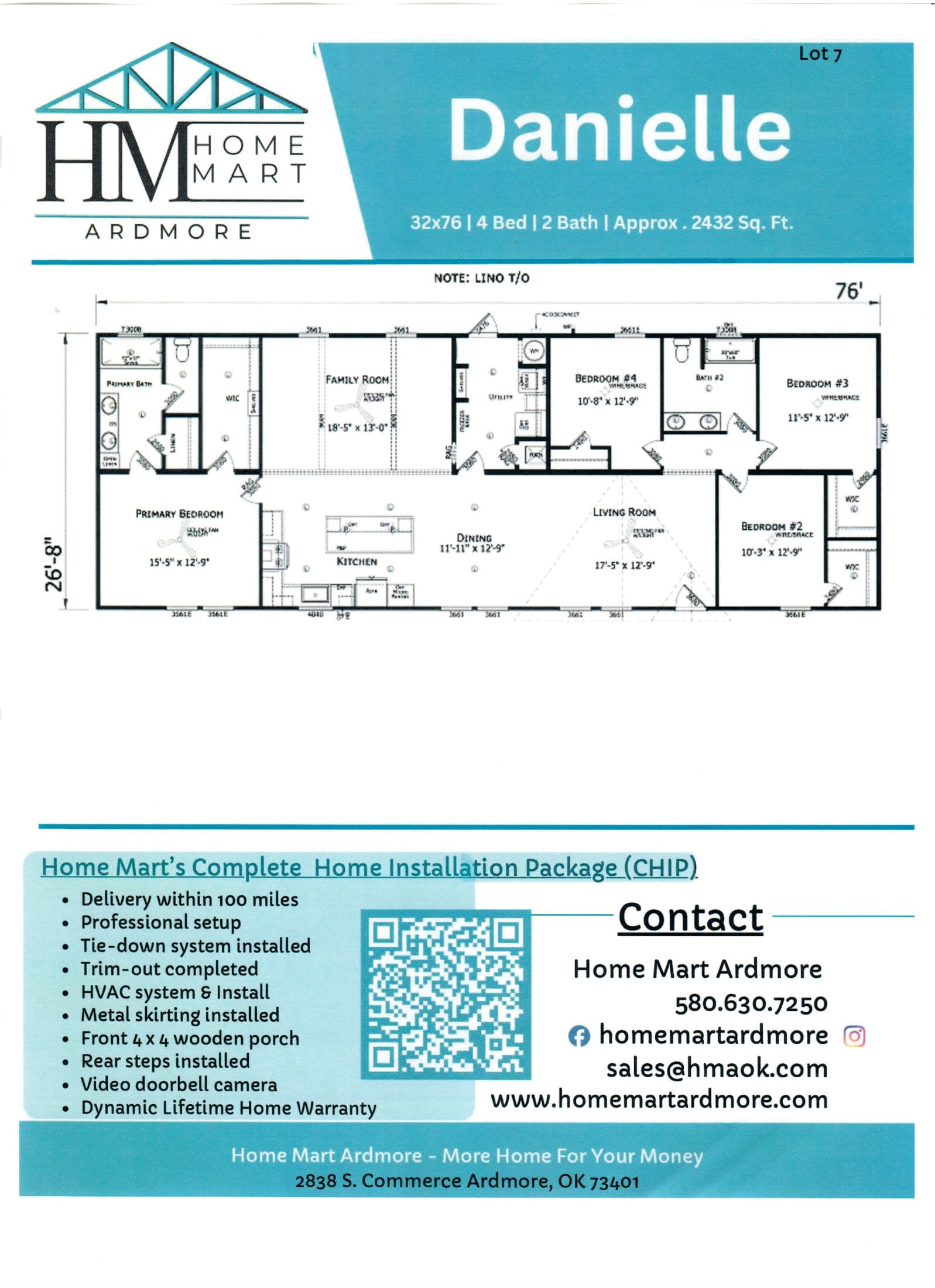 Danielle lot# 7 floor plan home features