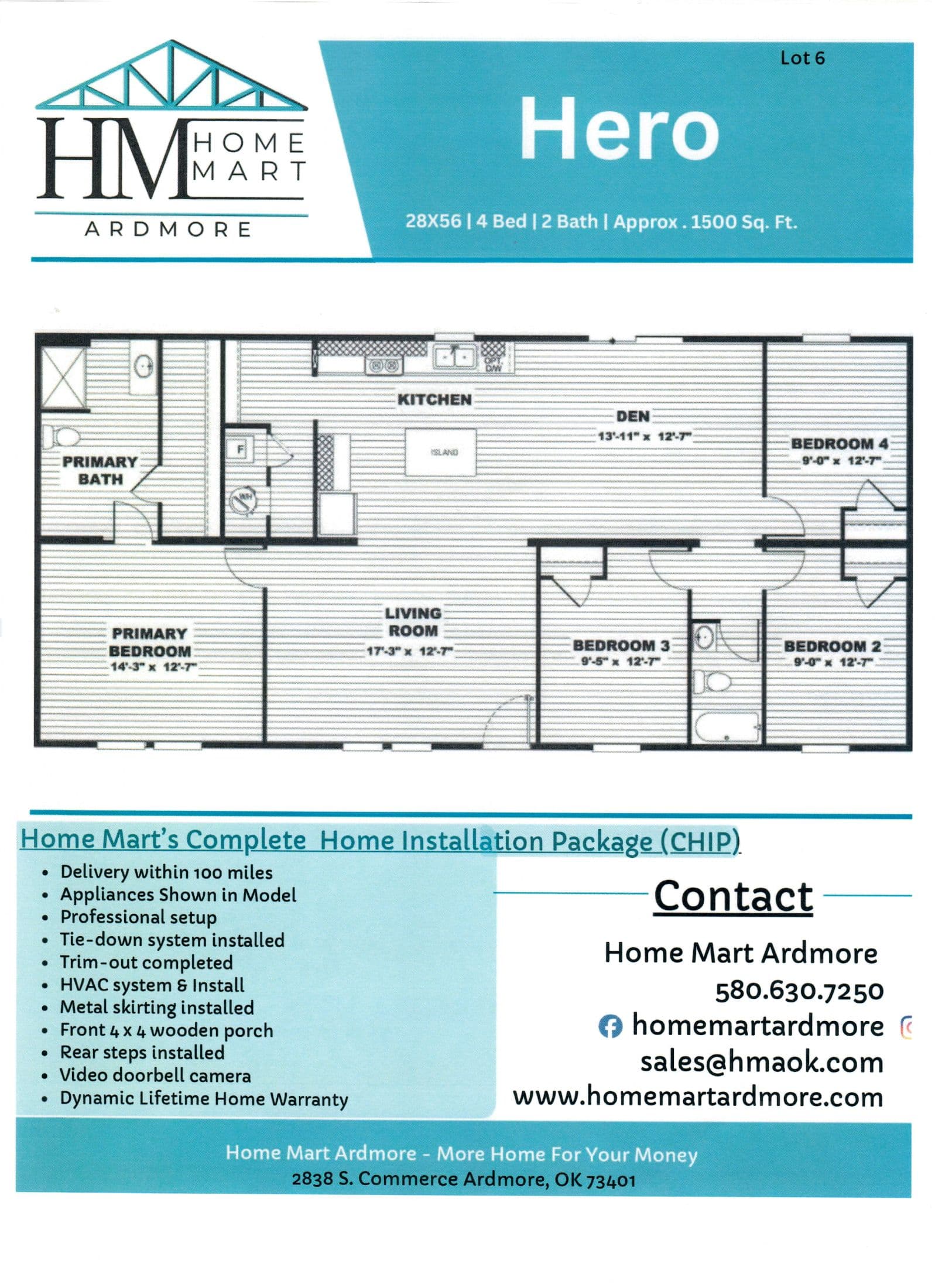 Hero lot #6  floor plan home features