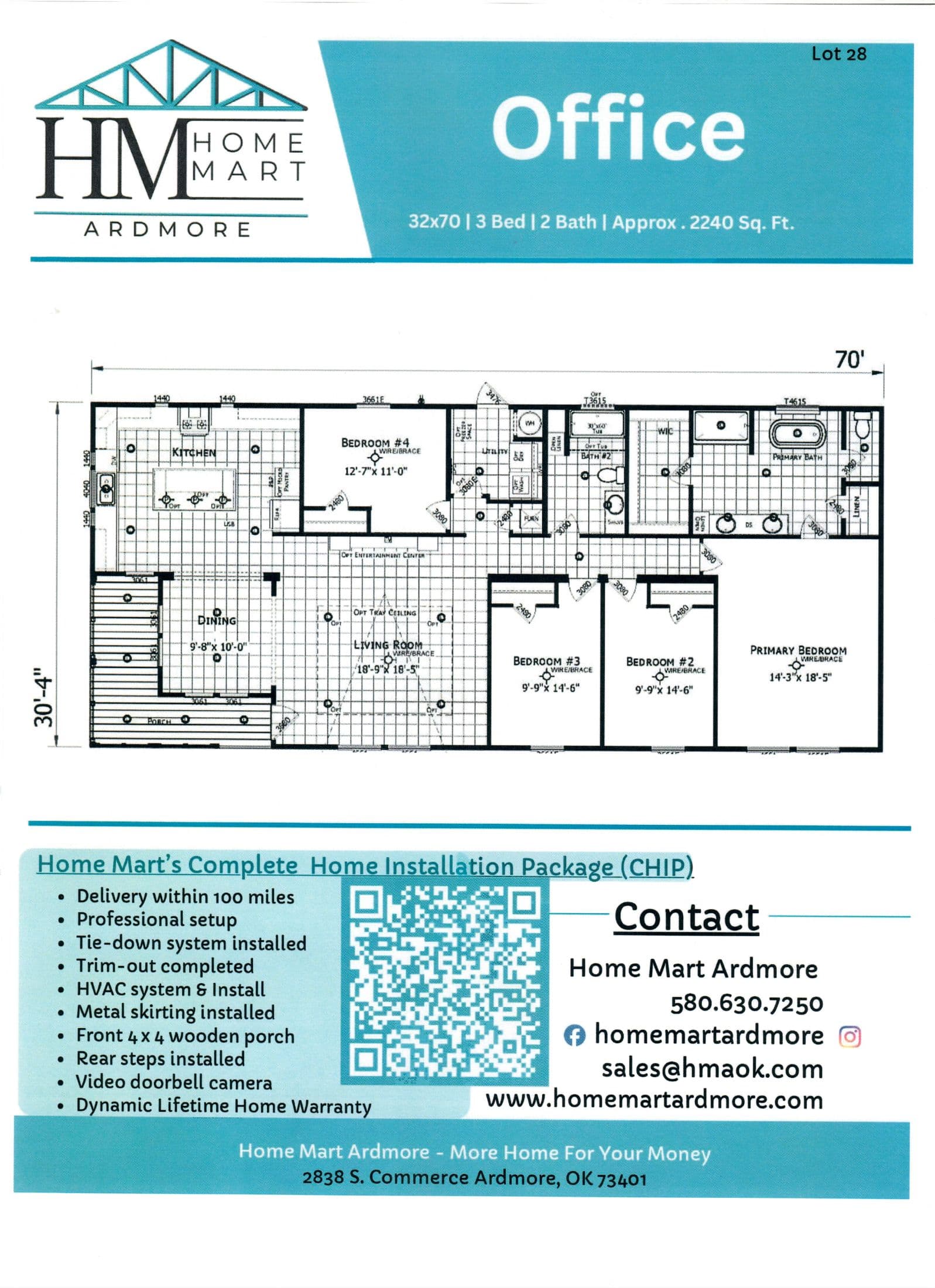 The office lot #28 floor plan home features