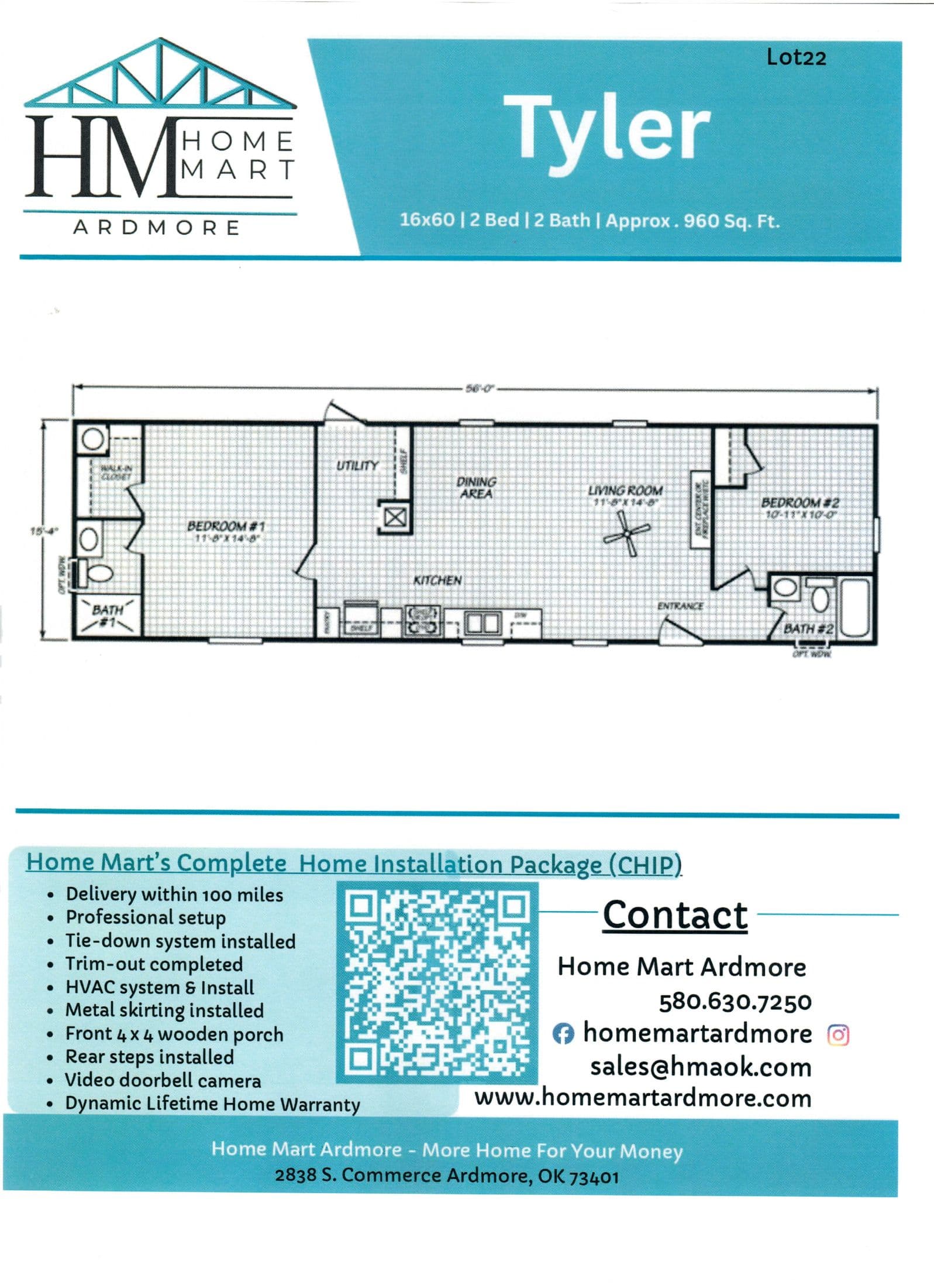 The tyler lot #22 floor plan home features
