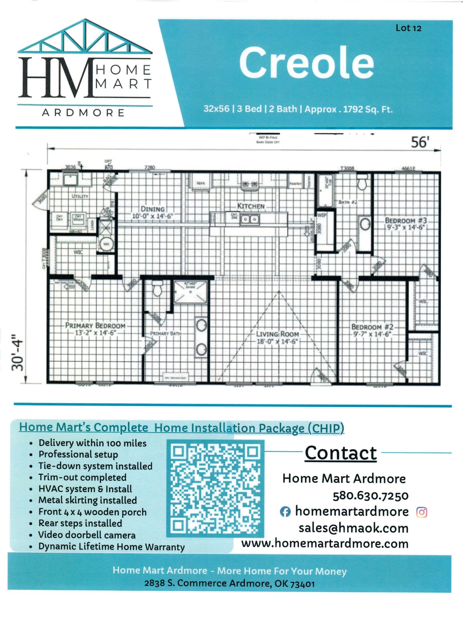 Creole lot #12 floor plan home features