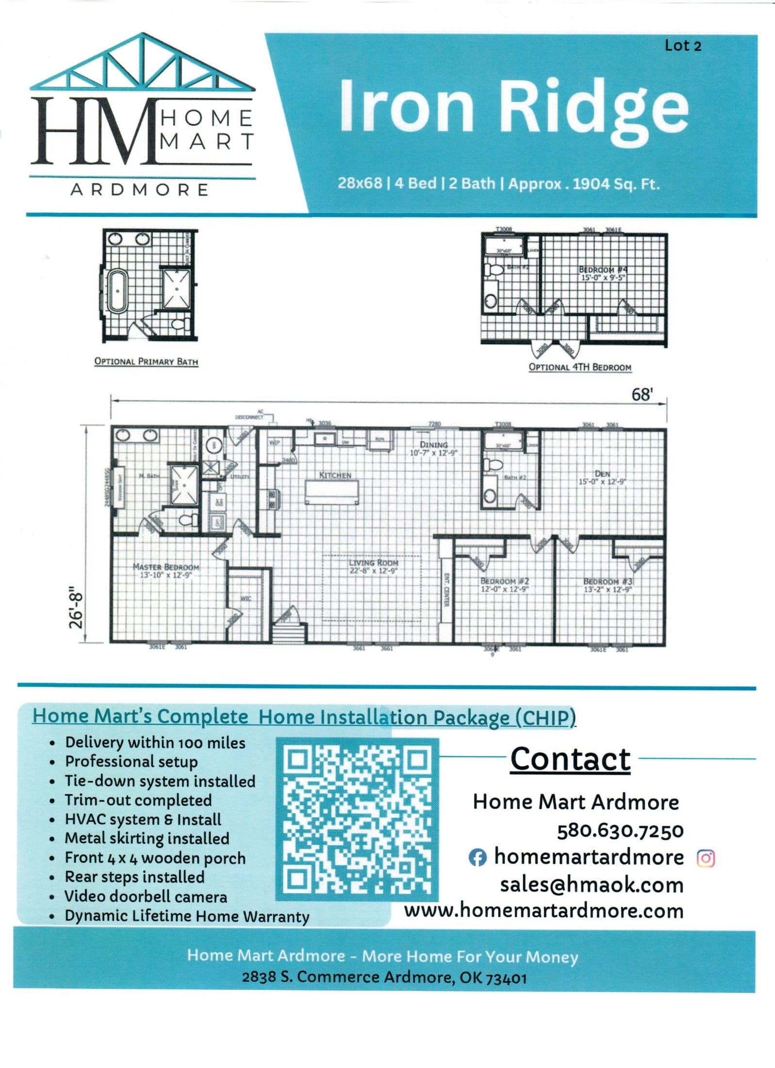 Iron ridge lot #2 floor plan home features